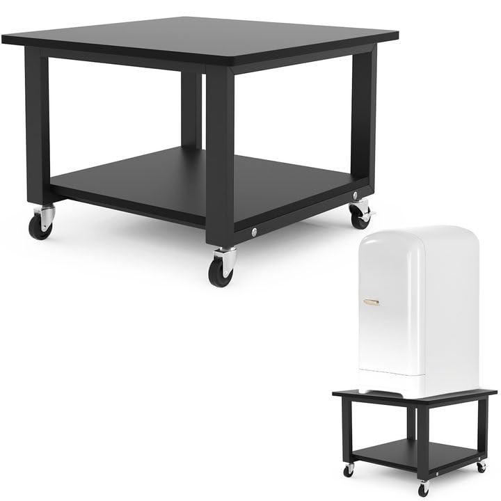 ブラックカラーのDEWELプリンター台|二段式収納ラック